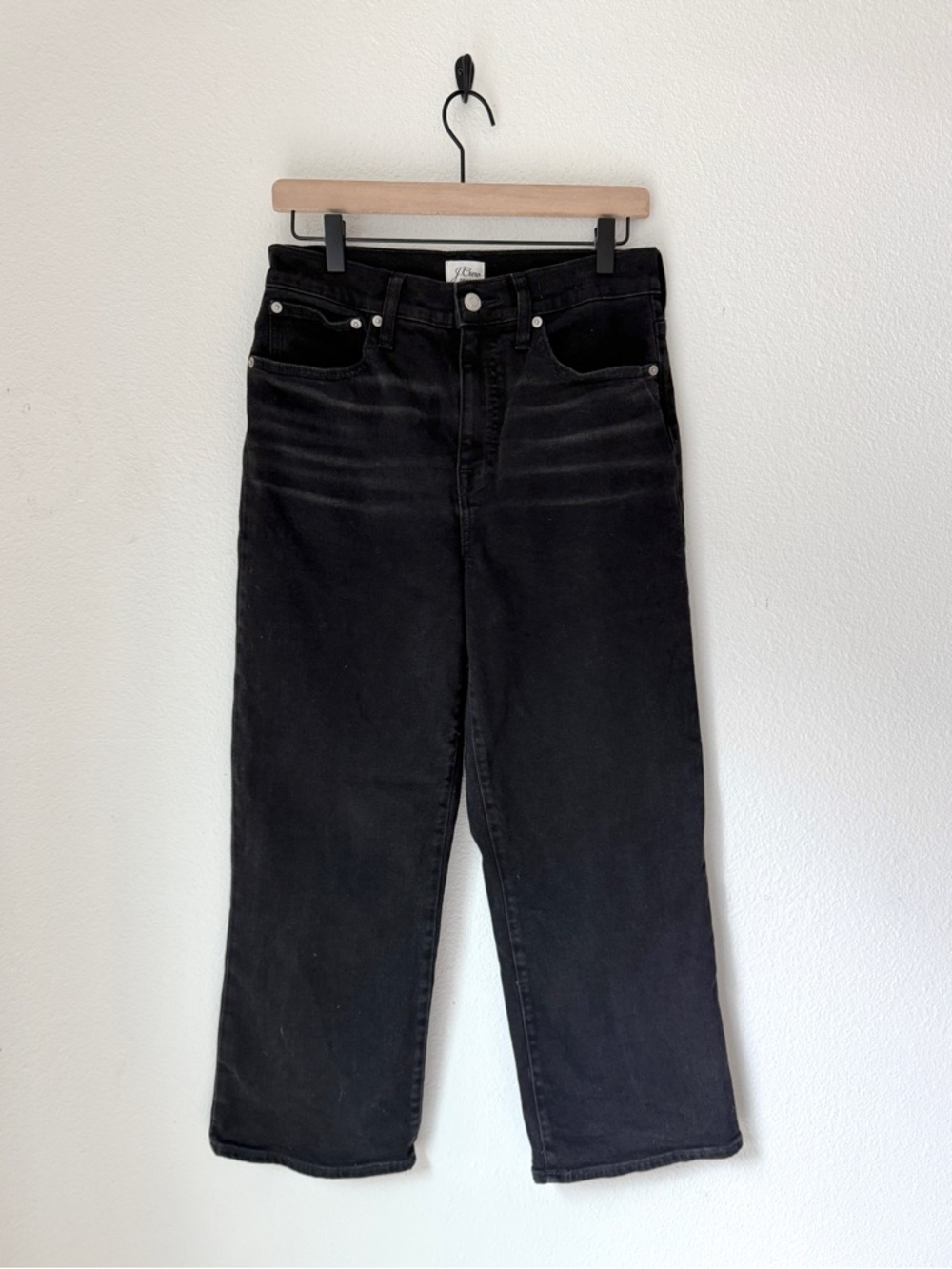 J.Crew Slim Wide-Leg Denim Jeans in Black - 28